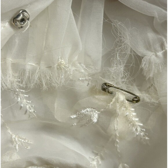 1950's Carol Joy Creation Christening Dress Sheer Satin Ribbons Lace White Gown - Picture 12 of 14